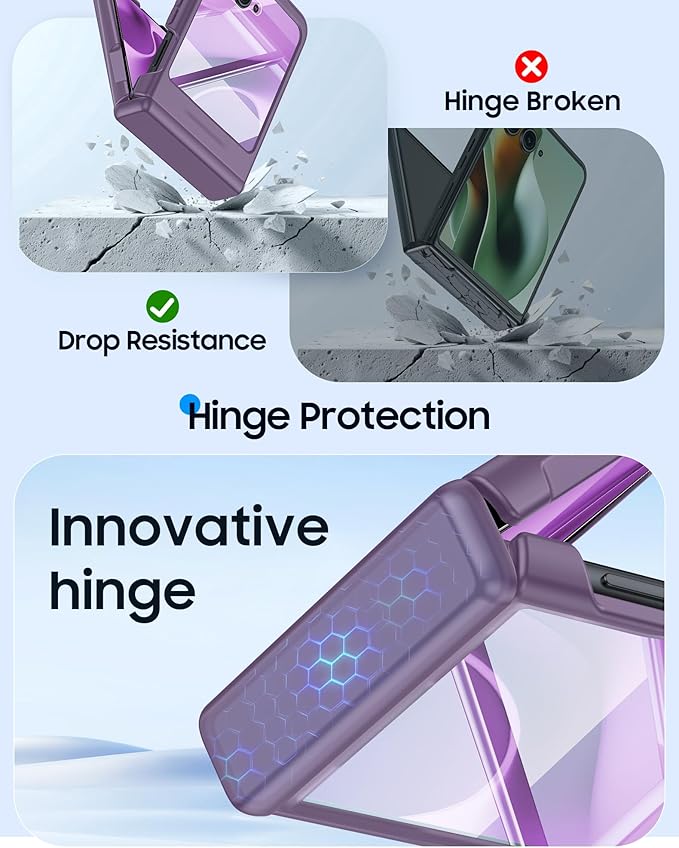 Magnetic for Motorola Razr 2025 Case/Razr 2024 Case,Hinge Protection, Screen Protector, Compatible with MagSafe, Translucent Frosted, Shockproof Slim Cover for Razr 2025/2024 -Purple