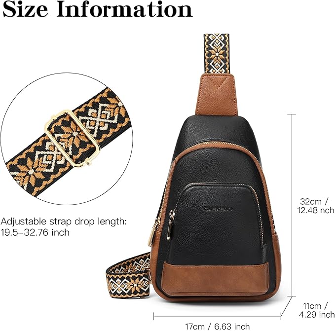 GAEKEAO Small Crossbody Sling Bag for Women Trendy Crossbody Purse Vegan Leather Fanny Packs Chest Bag Backpack