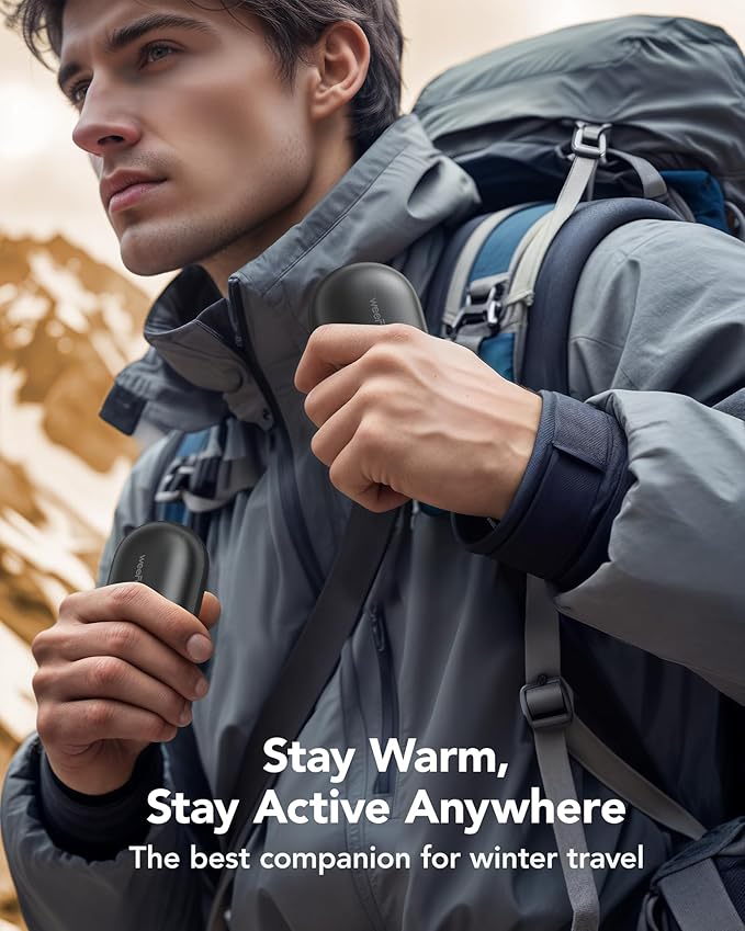 Hand Warmers Rechargeable 2 Pack, Magnetic Alloy Handwarmer 7000 mAh Reusable, Instant Heating UP to 131°F, 15 Hours Long Lasting Palm Pocket Heater, Gifts Packing for Skiing,Hunting,Camping,Golf