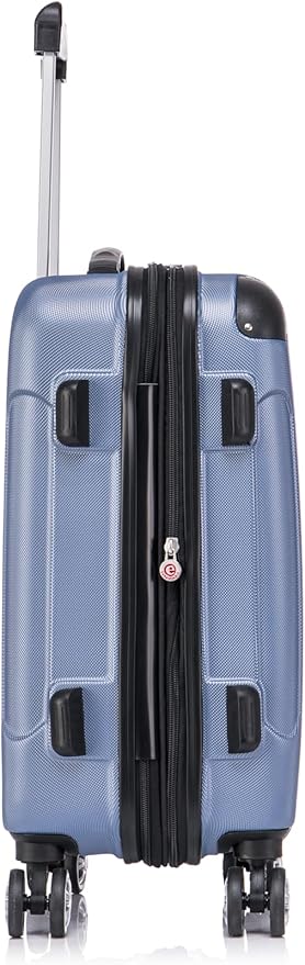 Rockland London Hardside 2 Piece Spinner Wheel Luggage Set, Carry-On 20" and Tote 14", Blue