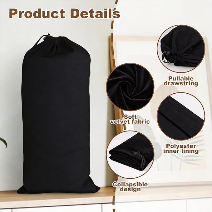 10 Pcs Single Shoe Bags for Travel,18"X9"shoe travel bag for Packing Dustproof Shoe Bag storage Sneaker Travel Bags Washable & Reusable dust bags for Boots Handbags Shoes & Toys (Black)