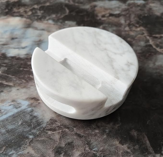 fashciaga Luxurious Marble Cell Phone Stand Holder for Cellphone Tablet On Desk, Countertop, Table, Nightstand. Heavy Real Stone Mobile Phone Stands (Hollow)
