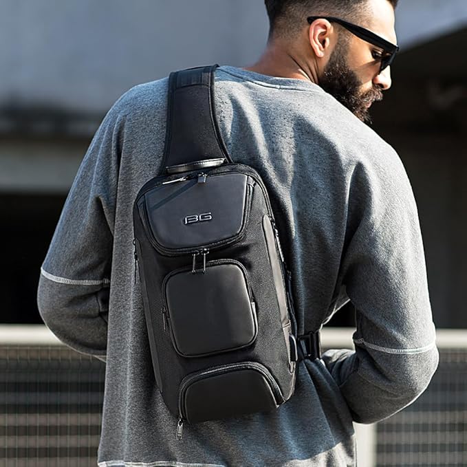 BANGE Sling Bag with USB Charging Port, Waterproof Crossbody Backpack, Lightweight Shoulder Bag Daypack for Travel Work Hiking