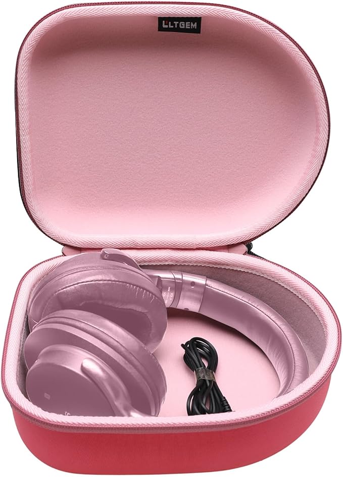 Headphone Headset Case Compatible with Audio-Technica ATH-M20x/JBL/Raycon/Soundcore Anker/Sony/Beats/JLab/TOZO/Logitech/BERIBES/KVIDIO Headphones, Large Headphone Case Hard Shell(Magenta)
