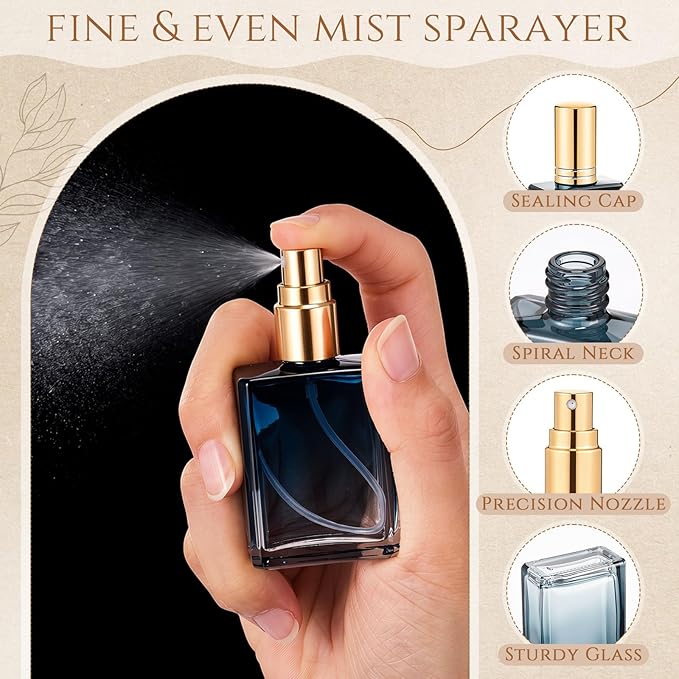 Domensi 30 Pcs 10/15/30/50 ml Glass Perfume Bottles Mini Glass Empty Spray Atomizer Bottles Bulk Refillable Perfume Dispenser Container with Pump Tool for Travel Skin Care (15 ml,Amber Color)
