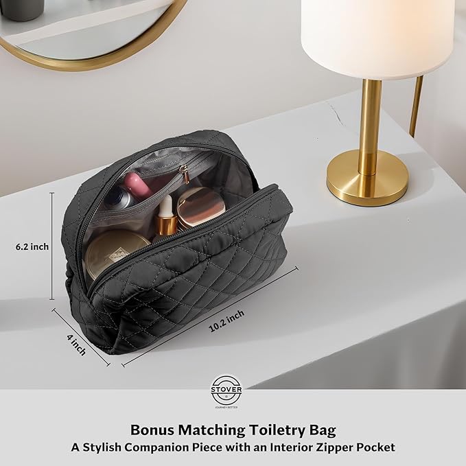 STOVER Women’s Convertible Garment Duffel Bag for Travel – 2-in-1 Carry-On Weekender/Overnight Tote - Wrinkle-Free Dresses, Suits & Clothes + Shoe Compartment & Bonus Toiletry Bag (Onyx Black)