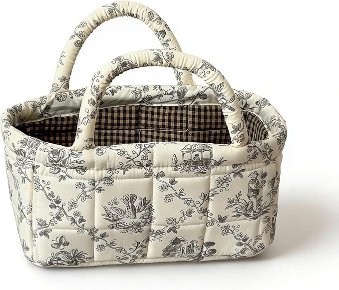 Floral Fabric Storage Basket Car Interior Storage Basket Underwear Sundries Laundry Baskets Supplies Home Organizer Bag (2 set)