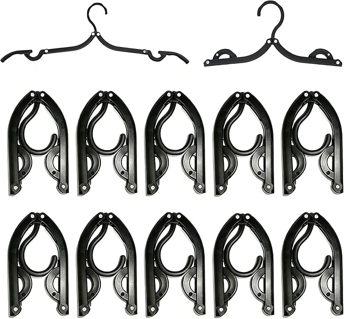 10 Pack Foldable Hangers for Travel & Home, Portable Travel Clothes Hangers with Clip-Addable Design, Non-Slip Compact Folding Hangers for Cruise Essentials, Suitcase