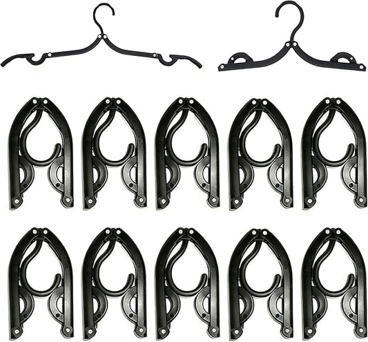 10 Pack Foldable Hangers for Travel & Home, Portable Travel Clothes Hangers with Clip-Addable Design, Non-Slip Compact Folding Hangers for Cruise Essentials, Suitcase