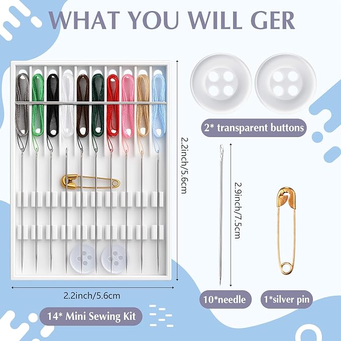 MTLEE 28 Boxes 280 Pieces Mini Quick Fix Sewing Kit Easy Pre Threaded Needle Basic Personal Kit Plastic Threaded Needle Holder Small Home Travel Sewing Box with Pin Button Classic Color