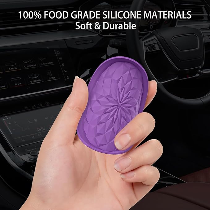 ME.FAN Car Coasters for Cup Holders [4 Pack] - 2.75In Silicone Auto Mug Mats - Universal Non-Slip Recessed Car Interior AccessoriesDeep Purple