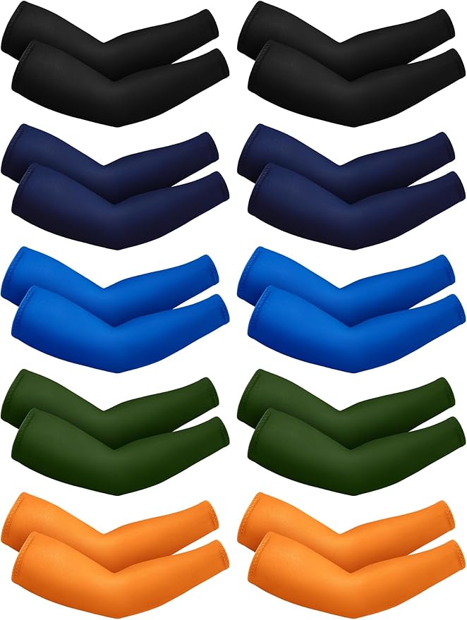 Boao 10 Pairs UV Arm Sleeve for Men Women Cooling Tattoo Cover up Compression Sun Protection Sleeves for Outdoor Activities