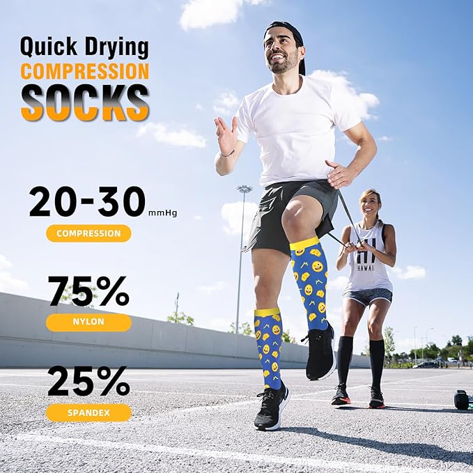 cerpite Compression Socks for Women & Men 6 Pairs Knee High Compression Socks 20-30 mmhg Best for Running,Nurse,Travel
