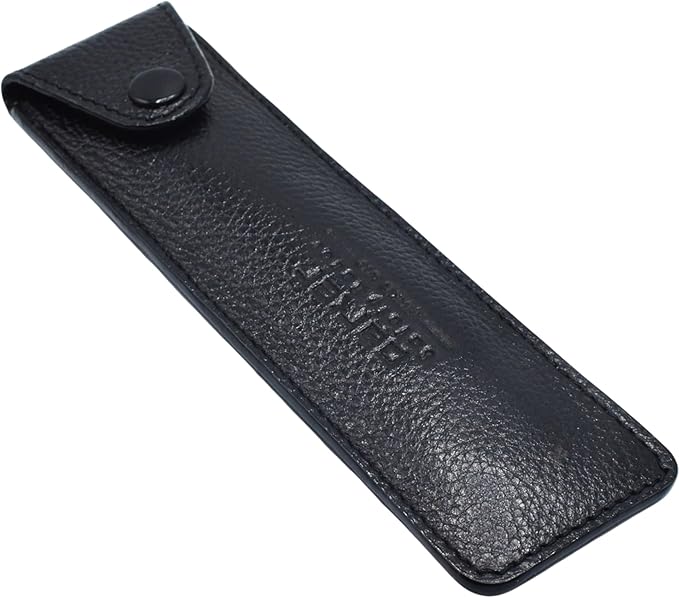 Parker Safety Razor – Genuine Leather Travel Case for FOLDING Straight, Barber & Shavette Razors – Snaps Shut & Felt‑Lined Protection in Compact Carry Pouch
