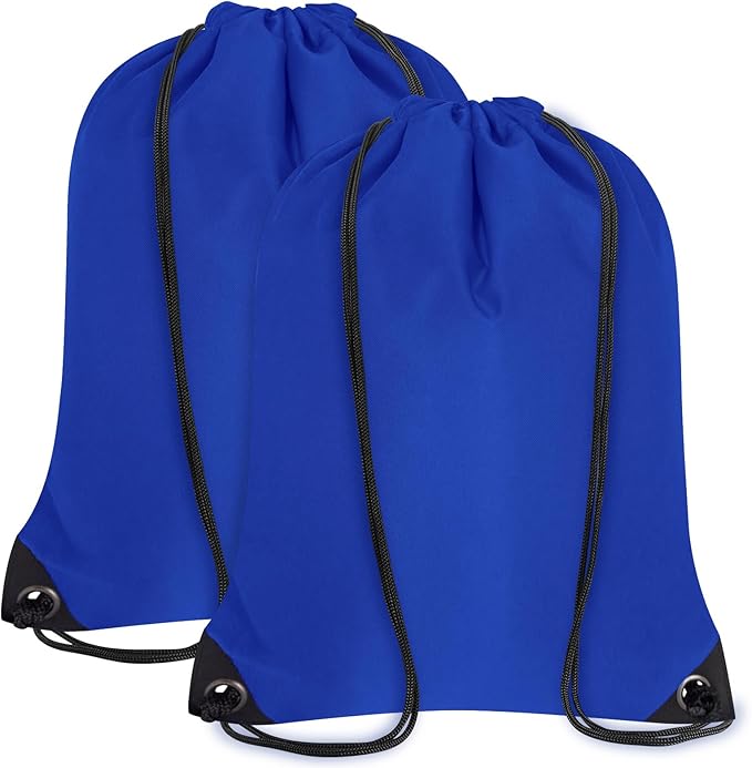 2PCS Drawstring Bags Bulk, String Backpack for Men Women, Cinch Bag Draw String Back Bag for Gym, Sports, Travel, Swimming, Beach, Blue