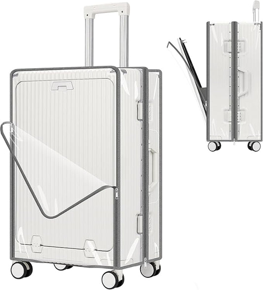 Yotako Clear Luggage Cover Protector with Front Pocket Zipper, 26 Inch Luggage Covers for Front Open Suitcase Wheeled Suitcase 26", No Disassembly