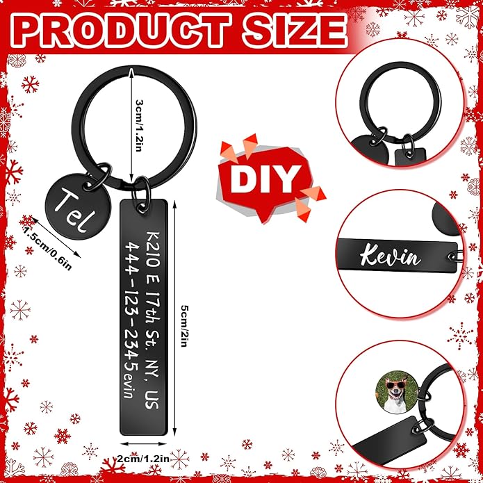 Gisafai 30 Pcs Laser Engraving Stainless Steel Keychain Blanks Engravable Metal Keychains for Graduation Crafts DIY Gifts
