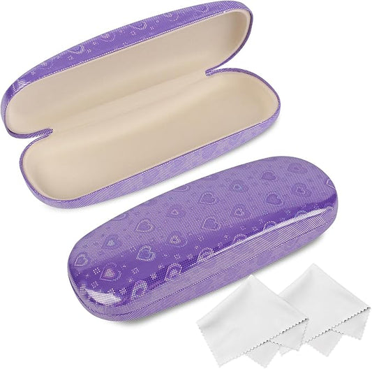 Joyberg Glasses Case, 2 Pack Eyeglass Case with Cleaning Cloth, Glasses Case Hard Shell Fits Most Glasses