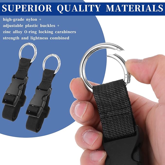 3 PCS Luggage Straps, Black Adjustable Luggage Connector Straps Heavy Duty Travel Belt with Metal Ring Hooks for Outdoor Travels Airport Connecting Luggages and Jackets