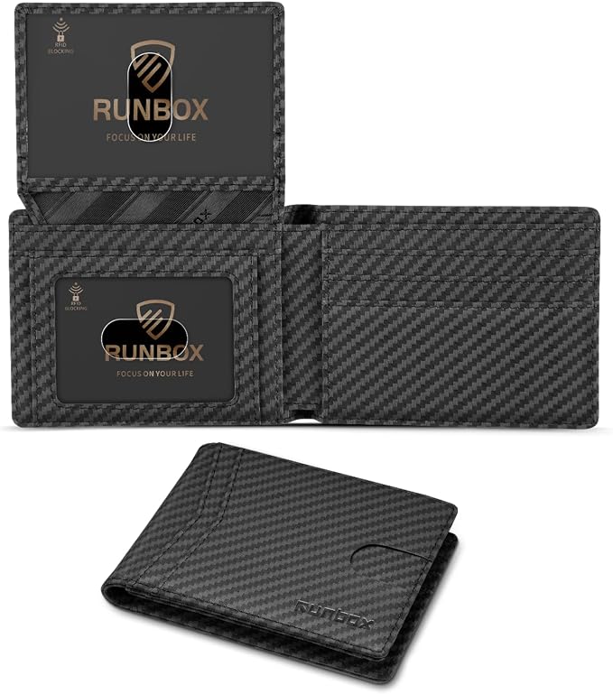 RUNBOX Wallet for Men -Slim Rfid Leather Mens Bifold Novelty Wallets 2 ID Window With Gift Box Men's Accessories | Slim