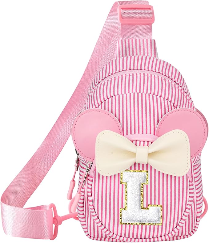 Girl's Initial Crossbody Sling Bag, Small Toddler Fanny Pack For Girl Kid, Girls Purses For Birthday Gifts For 3 4 5 6 7 8 Years Old