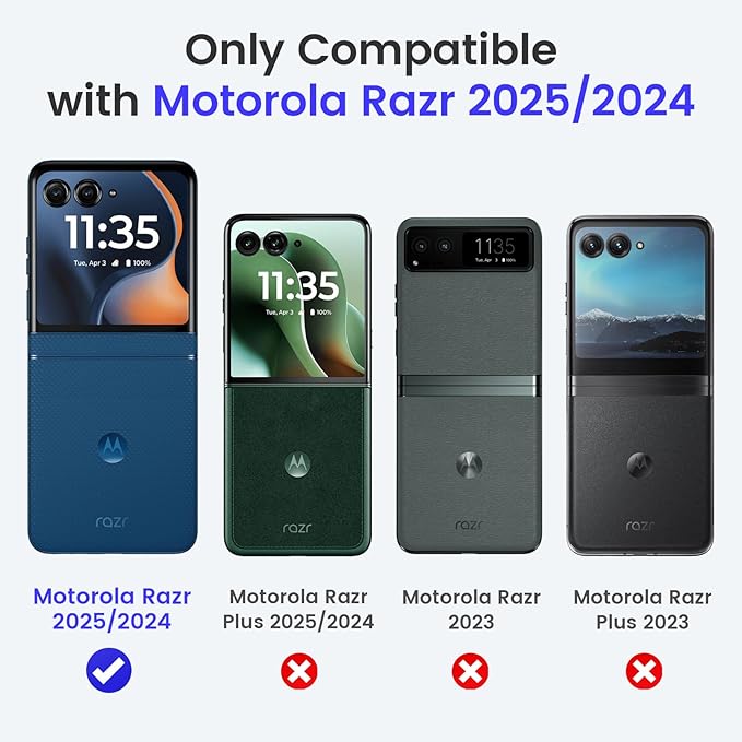 VEGO for Razr 2026 Case, Motorola Razr 2024/2025/2026 Case with Hinge Protection & Built-in Screen Protector [Anti-Scratch & No-Slip] Full Body Drop Protection Protective Phone Case-Mint Green