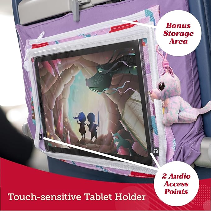 Lusso Gear Airplane Tray Table Cover - Organize Kids Travel Essentials - Pockets for Airplane Toys for Toddlers 1-3 - Foldable Tablet Stand for Travel Toddler Essentials (Mermaids) | with Pockets