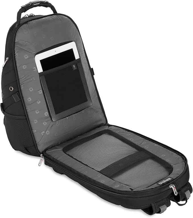 SWISSGEAR Sion 2-Piece Travel Set, Softside Expandable Carry-On Spinner Bundled with 1900 ScanSmart 17" Laptop Backpack with RFID Blocking & Tech Organization, Black