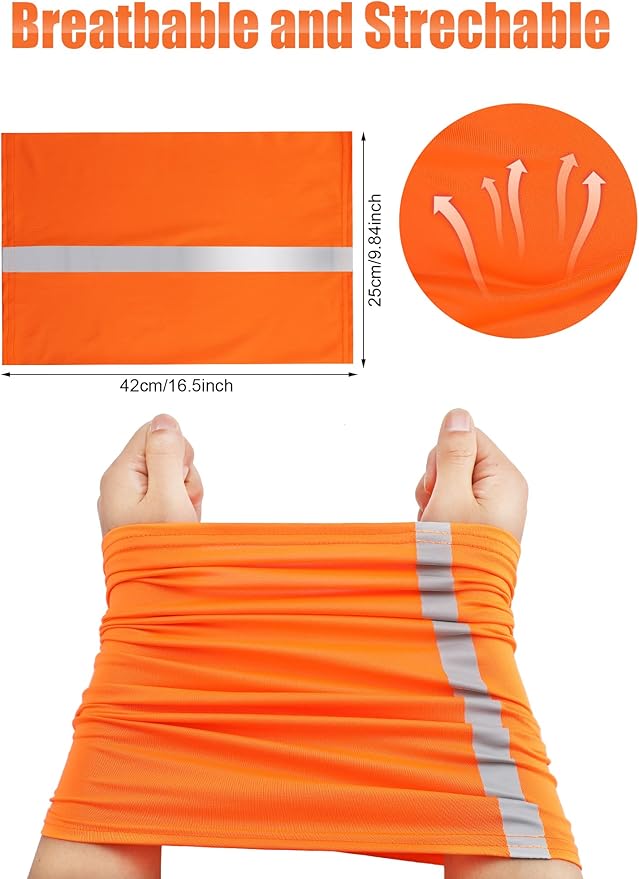 SATINIOR 8 Pcs Neck Gaiter Face Mask, Reflective Summer UV Protection Cooling Scarf Neon Breathable Bandana for Men Women