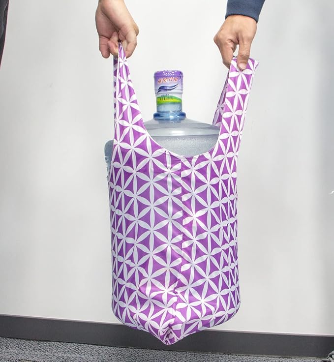 HOLYLUCK Reusable Grocery Bags,Heavy Duty Foldable Shopping Tote Bag (Standard, 3 Purple Geometric Flowers)