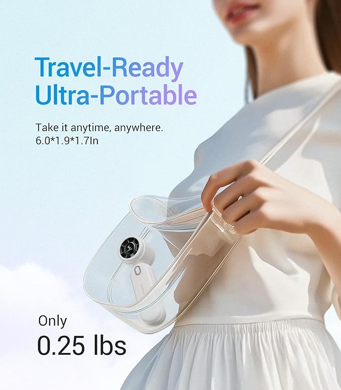 Diveblues High-Speed Portable Handheld Turbo Fan, USB Rechargeable Battery Powered, Small Portable Pocket Fan for Travel, Outdoor, Home, Office, Concerts, Lash, Gift for Women(White)