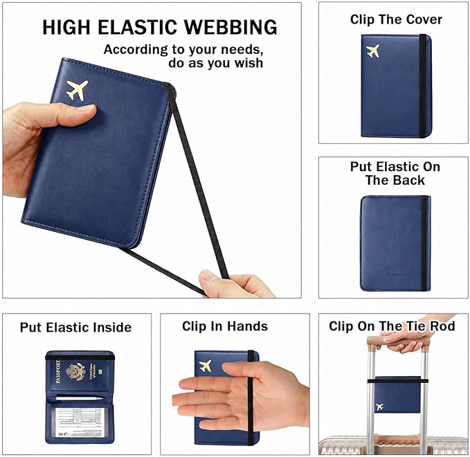 ZOPPEN Passport Holder Wallet, Passport Cover Travel Wallet Women Travel Essentials Accessories Document Organizer Travel Must Haves Rfid Blocking Cover Case for Women and Men, Blue