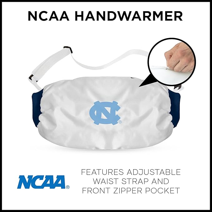 Northwest NCAA North Carolina Tar Heels Hand Warmer with Adjustable Waist Strap, Officially Licensed Cold Weather Hand Muff for College Sports, Outdoor Sports, Insulated Pocket, Polyester, 7 x 15 in