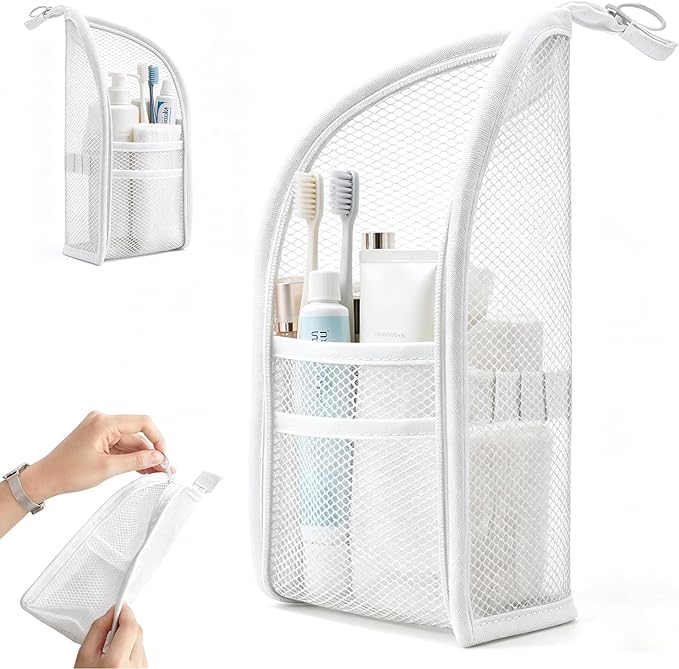 Standing Toiletry Bag, Portable Lightweight Travel Toiletry Bag (White)