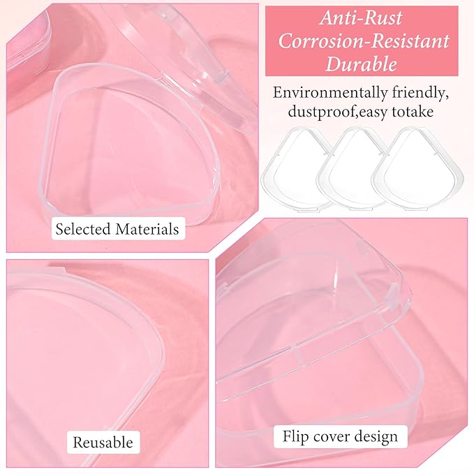 12 PCS Powder Holder Cases Triangle Makeup Puffs Container Clear Make Up Sponge Storage Reusable Makeup Sponge Container Portable Cosmetic Puff Box Pocket Cosmetic Puff Box for Travel
