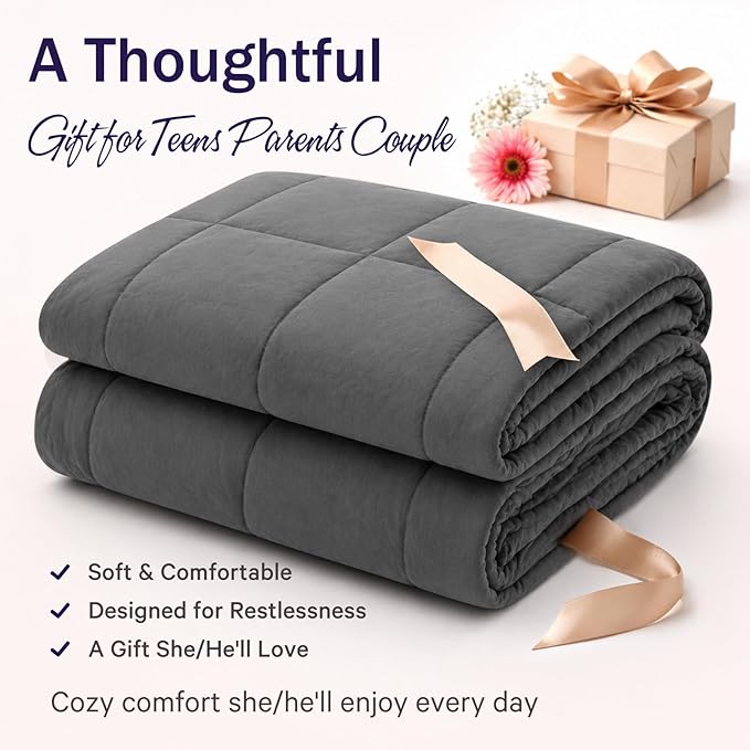 Weighted Blanket for Adults 20lbs, 60"x80", Queen Size Cooling Heavy Throw Blanket for 180-220lbs, Microfiber Soft Thick Big Blankets Weighted Comforter Breathable Gift for Sleeping, Grey