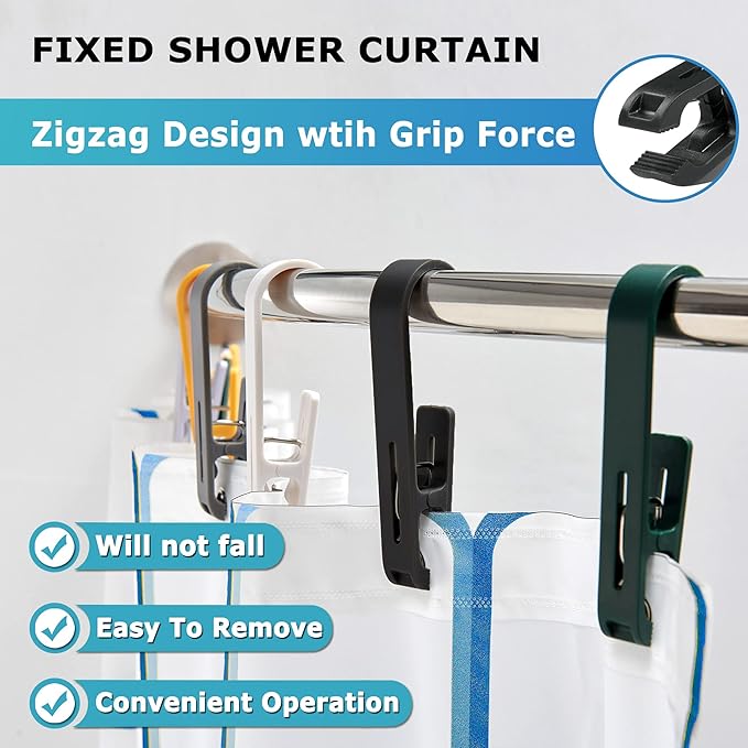 Laundry Hooks with Clips Hanger Closet Organizer Clamps Socks Boot Bras Towels for Bathroom Wardrobe Kitchen Office 4Pcs (Black)