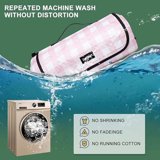 ZUBOND Picnic Blankets Waterproof Sandproof Foldable & Machine Washable, 80''x100'' Extra Large Beach Blankets, Simple Stylish Gingham Outdoor Blankets Grass Lawn Park for Family Camping Party