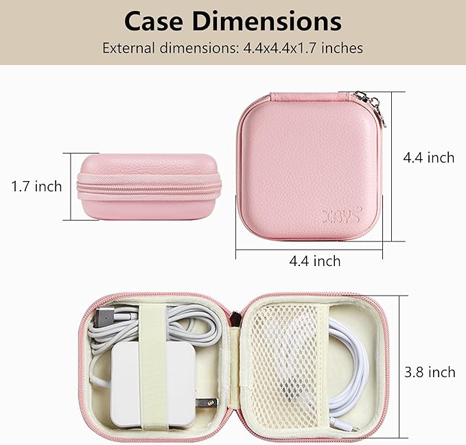 Charger Case for Macbook, Portable Tech Electronic Organizer Bag, Small Travel Storage Pouch for Laptop Accessories, MacBook Power Adapter, Charging Cords, USB Drives, Power Bank (Pink, M)