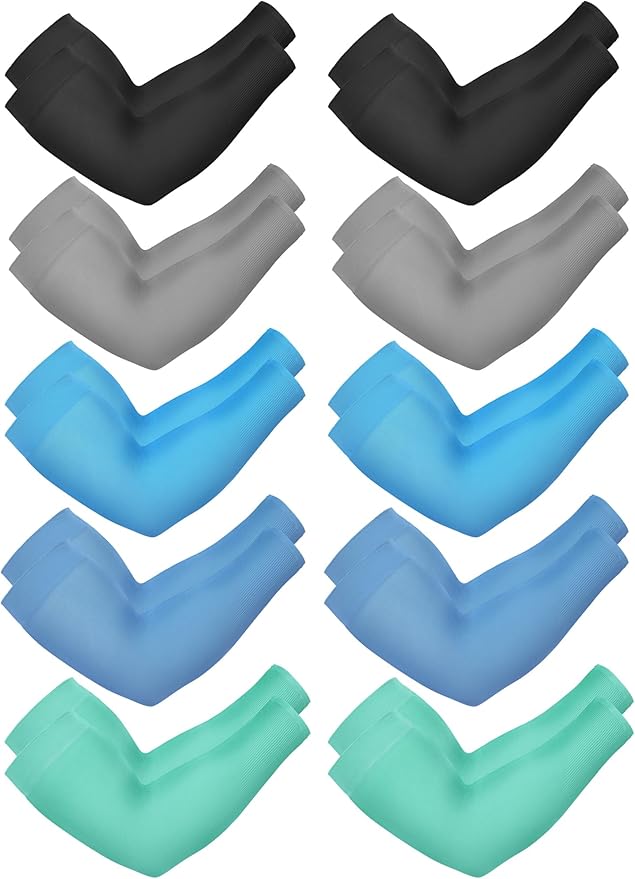 Boao 10 Pairs UV Arm Sleeve for Men Women Cooling Tattoo Cover up Compression Sun Protection Sleeves for Outdoor Activities