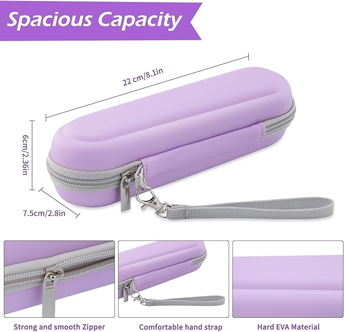 Toothbrush Travel Case for Oral B/Oral-B Pro 1000 1500 5000 7000 & Philips Sonicare 4100 1100 5300 5100 6100/iO Electric Toothbrush, Hard Protective Storage Bag (Light purple)