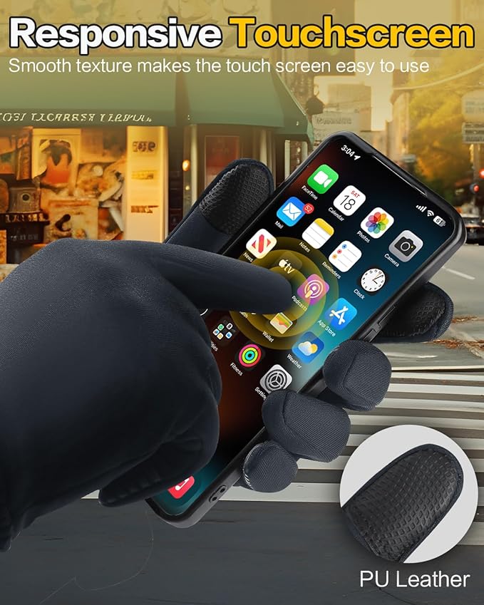 FEWTUR Winter Waterproof Gloves for Women and Men - Thermal Gloves with Touchscreen Fingers, Warm Gloves for Running, Bike and Hiking Cold Weather