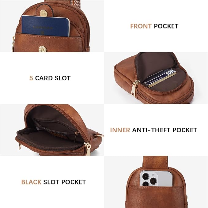 BOSTANTEN Sling Bag Crossbody Bags for Women Trendy Crossbody Purse Leather Chest Bag