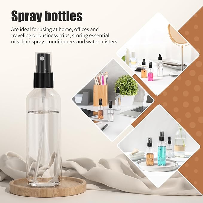EPHECH 100PCS Small Spray Bottle, 1oz/30ml Travel Spray Bottle Clear Fine Mist Spray Bottles Plastic Empty Refillable Spray Bottles for Skin Care, Hair Care, Plant Care & Home Cleaning