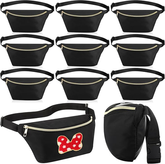 Amylove 9 Pieces Fanny Packs Nylon Waist Bag Zipper Travel Running Bag with Adjustable Strap for Women Men(Nylon,Black)
