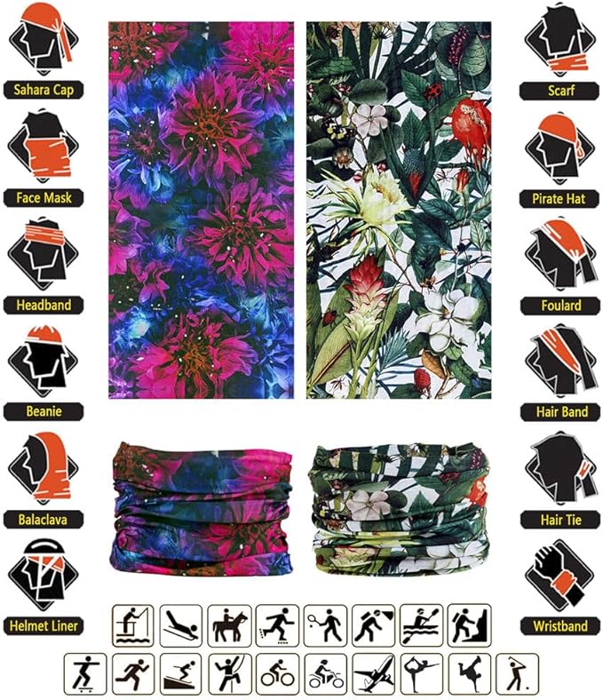 VANCROWN Headband Neck Gaiter Head Wrap Headwear Face Mask Magic Scarf Bandana for Men and Women