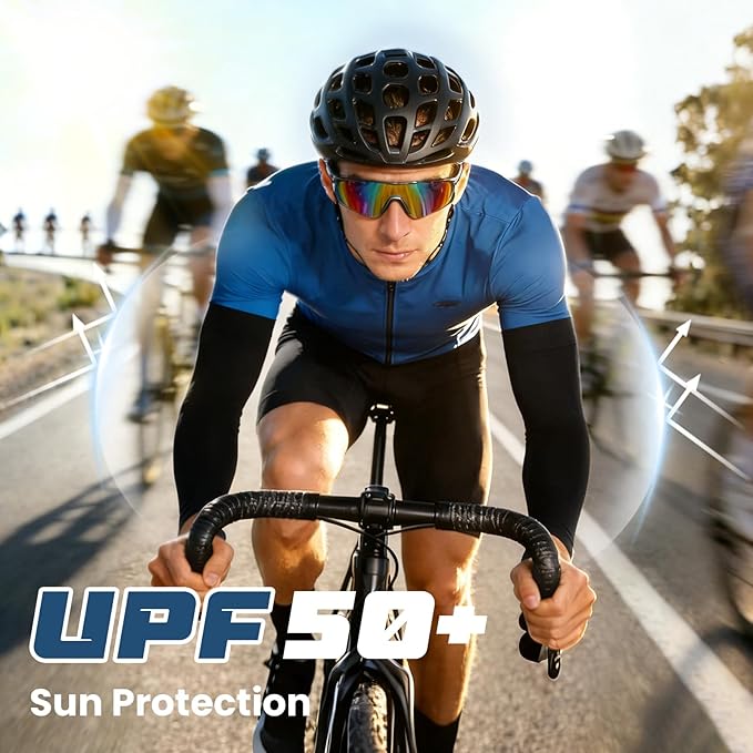 Mochabao 8 Pairs Soft Arm Sleeves, UV Sun Protection Cooling Compression Arm Covers for Outdoor Work, Sports, Men & Women