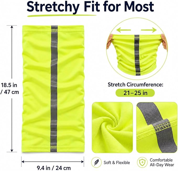 SATINIOR 4 Pcs Neck Gaiter Face Mask for Men Reflective Face Cover Scarf Summer UV Sun Protection Balaclava Bandana for Work