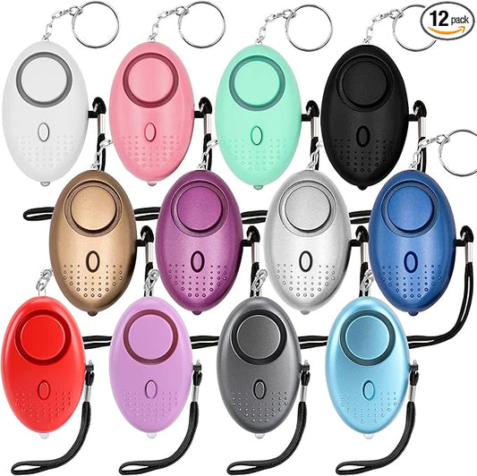 Safe Sound Personal Alarm, 12 Packs 140DB Personal Security Alarm Keychain with LED Lights, Emergency Safety Alarm for Women, Men, Children, Elderly