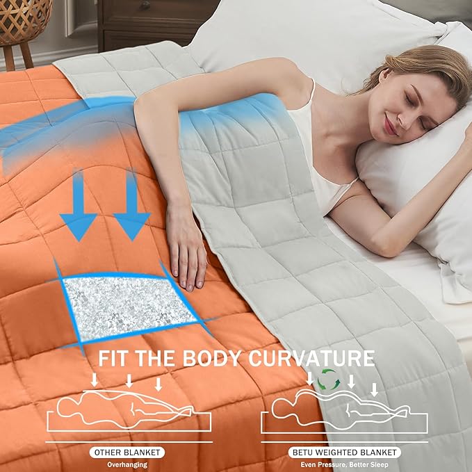 Weighted Blanket for Adults 12lbs, 48"x72", Twin Full Size Cooling Heavy Throw Blanket for 110-130lbs, Microfiber Soft Thick Big Blankets Weighted Comforter Gifts for Sleeping, Orange